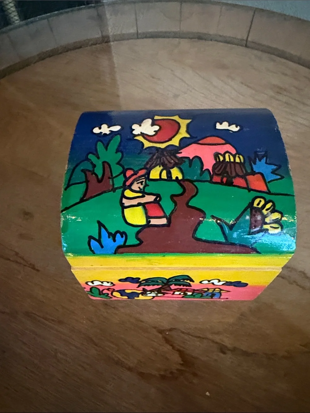 Colorful Hand-Painted Kids Nesting Boxes - Yellow & Multicolor